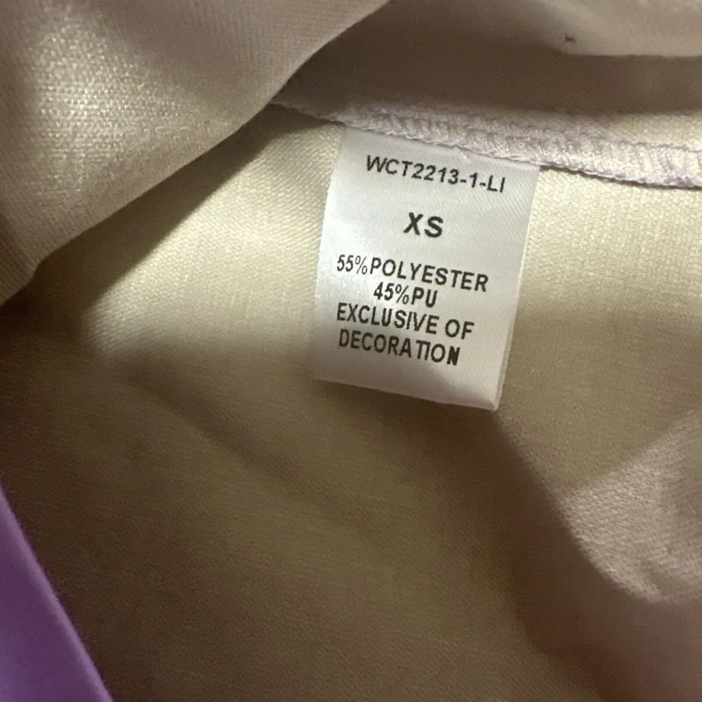 THML Cleo Lavender Vegan Faux Leather Flutter Short Sleeve Blouse Size XS - Picture 8 of 12